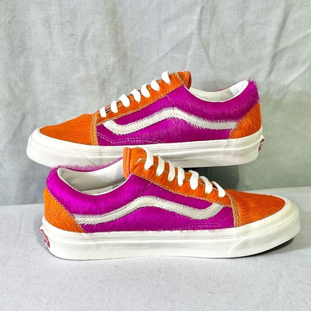 VANS PINK ORANGE FUZZY ANAHEIM FACTORY OLD SKOOL 36 DX SNEAKER MENS 5.5 WOMENS 7